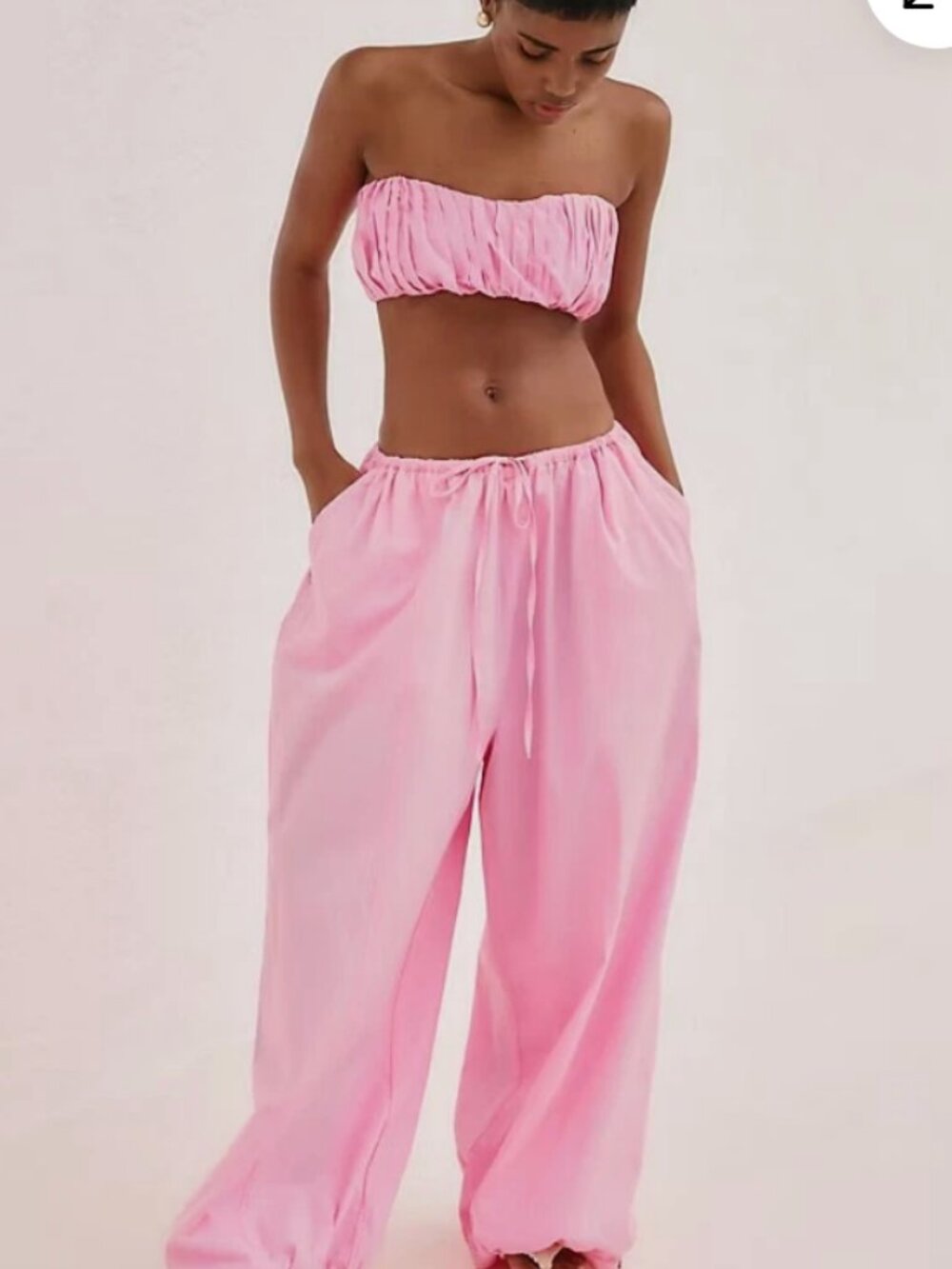 EUC Anthropologie Pink Drawstring Cargo Pants Size Medium